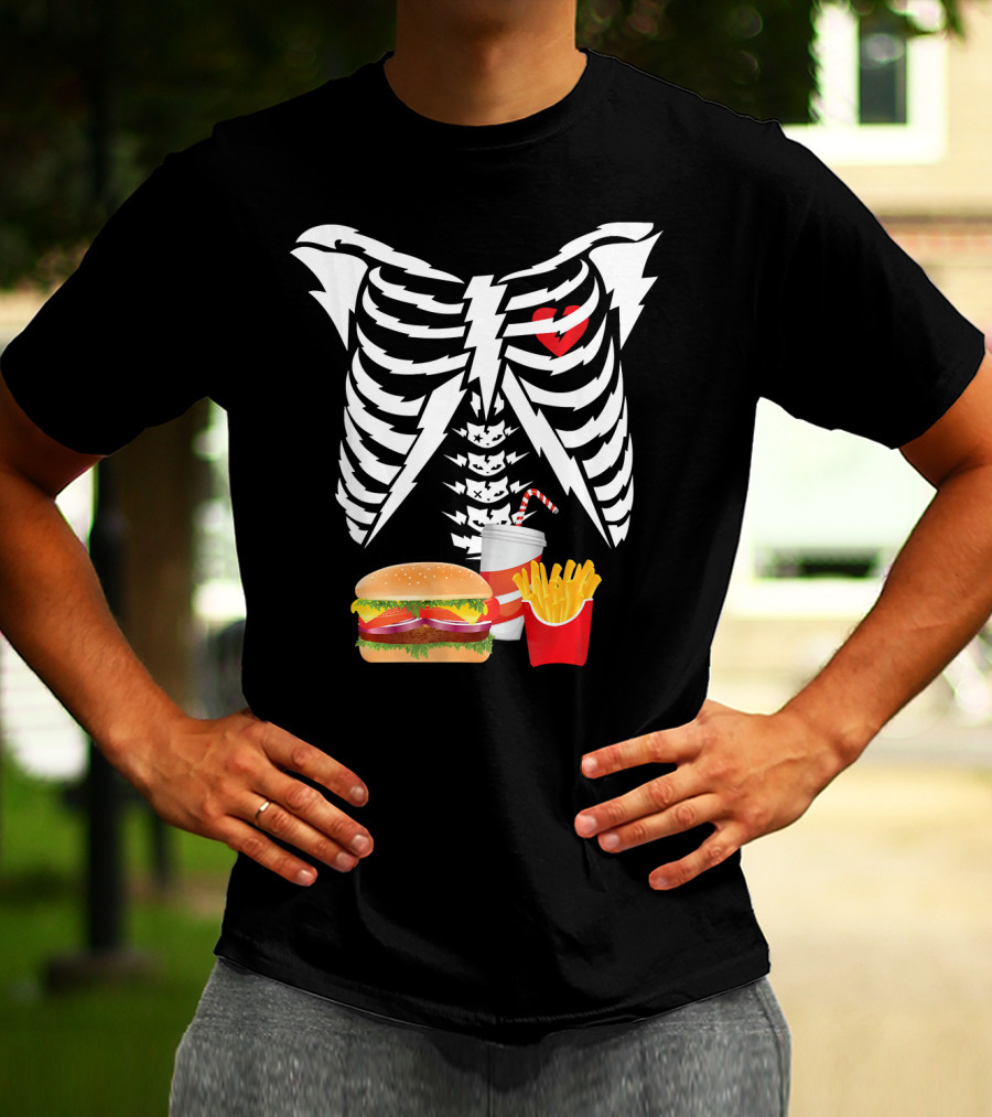 Xray Skeleton Rib Cage Burger Fries Drink Combo T-Shirt