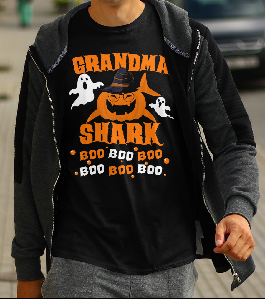 Grandma Shark Witch Boo Boo Boo Halloween Ghosts T-Shirt