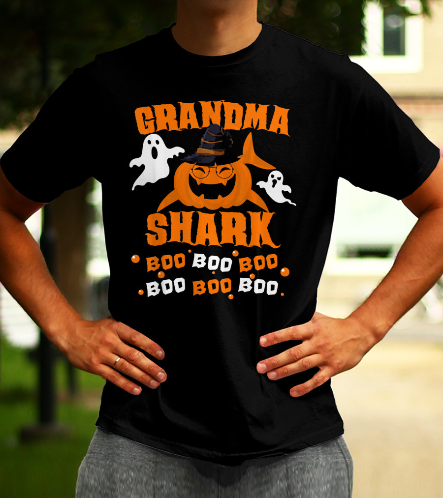 Grandma Shark Witch Boo Boo Boo Halloween Ghosts T-Shirt
