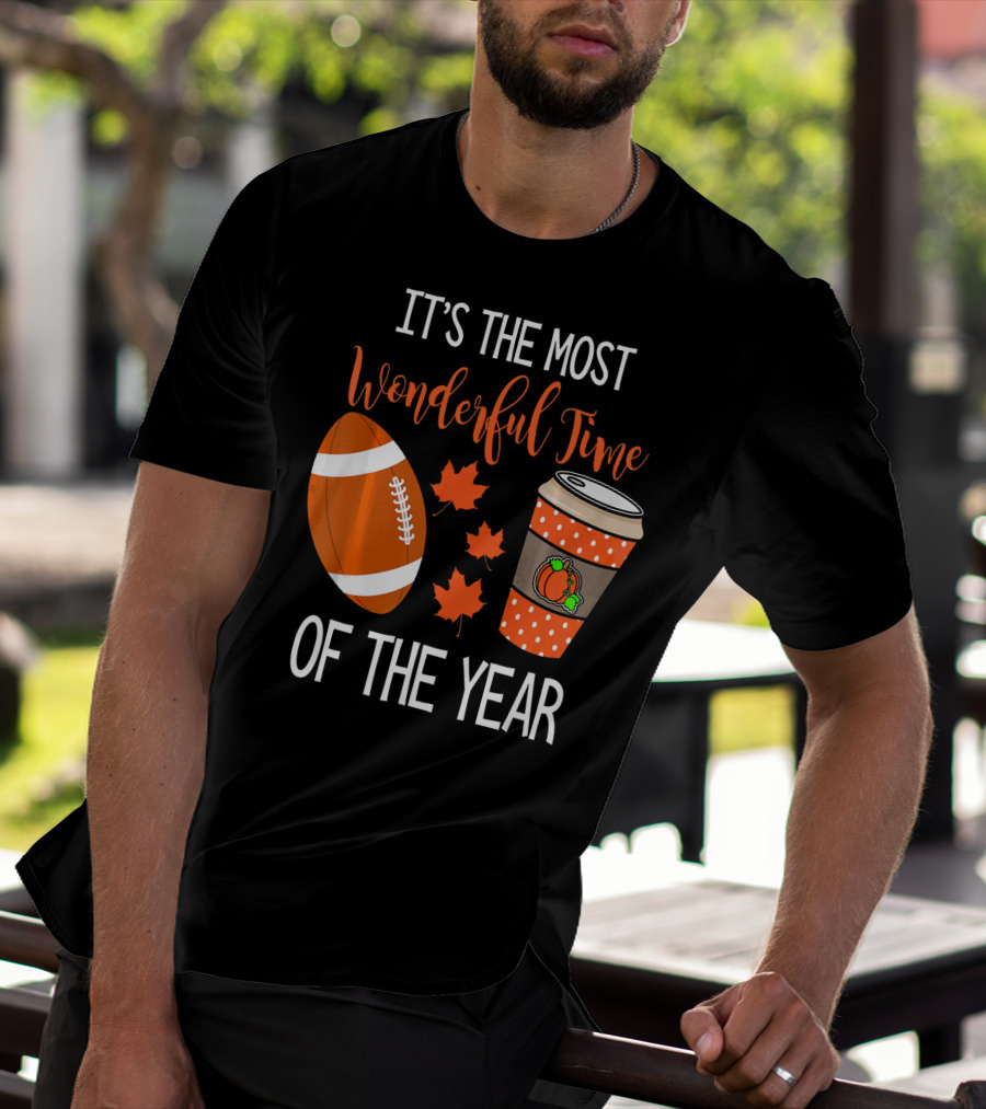 It's The Most Wonderful Time Of The Year Thanksgiving Halloween Pumpkin Football T-Shirt