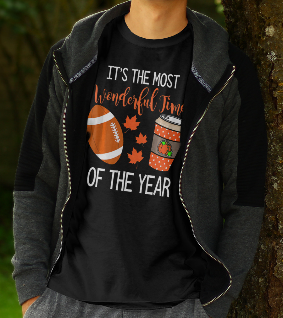 It's The Most Wonderful Time Of The Year Thanksgiving Halloween Pumpkin Football T-Shirt