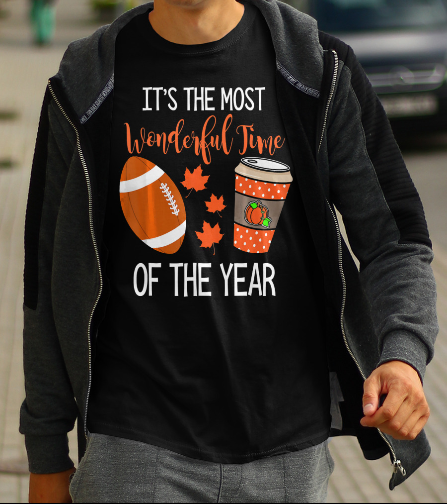 It's The Most Wonderful Time Of The Year Thanksgiving Halloween Pumpkin Football T-Shirt