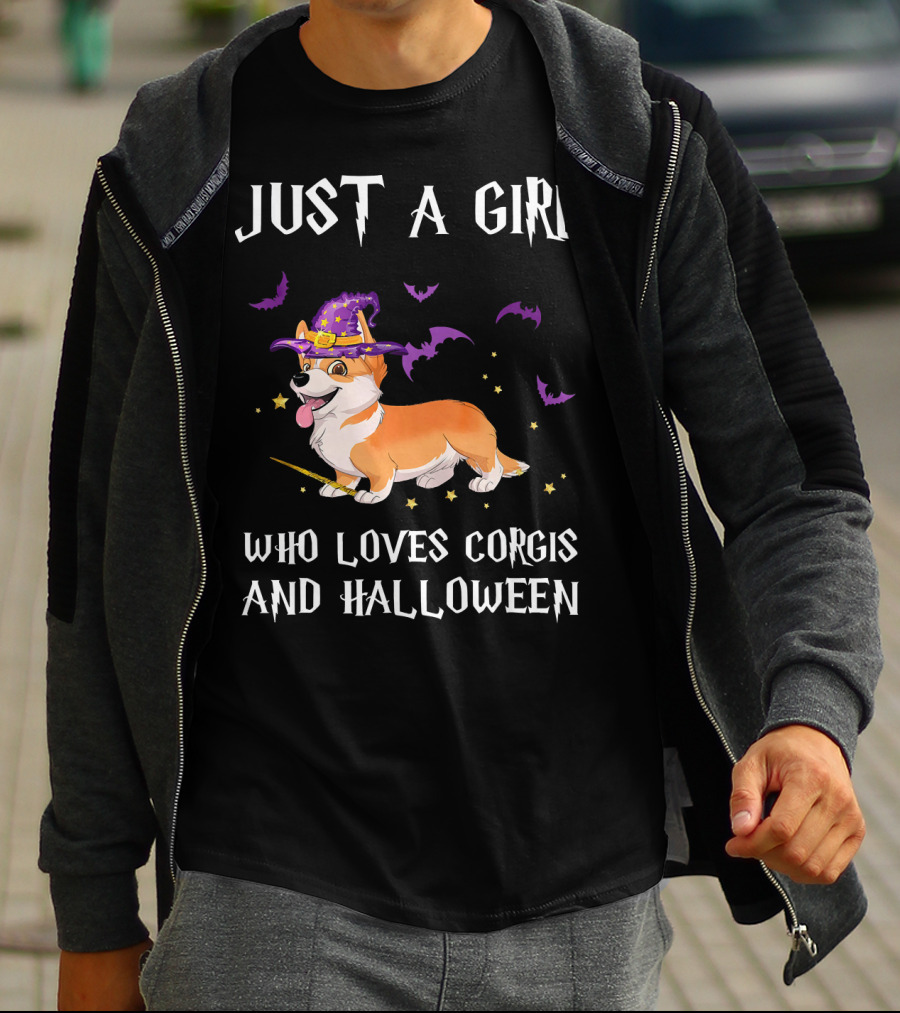 Just A Girl Who Loves Corgis And Halloween T-Shirt