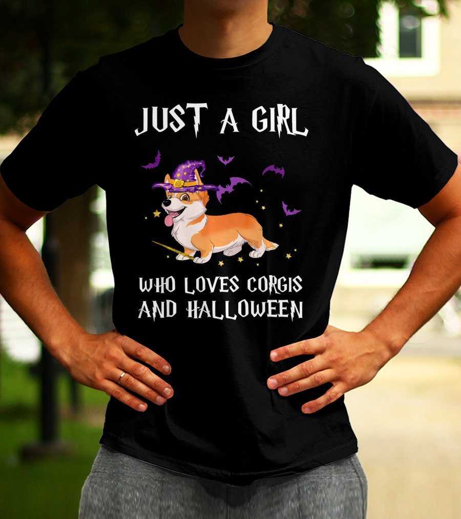 Just A Girl Who Loves Corgis And Halloween T-Shirt