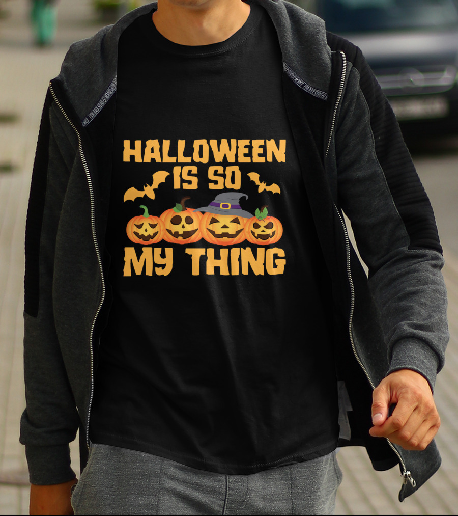 Halloween Is So My Thing Pumpkin Witch Bats T-Shirt