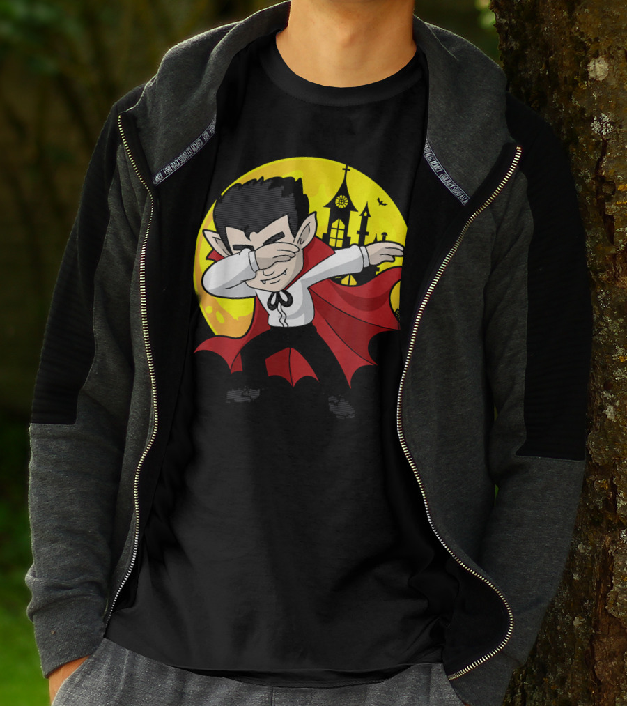 Vampire Dabbing Halloween Costume Dab Moon Castle T-Shirt