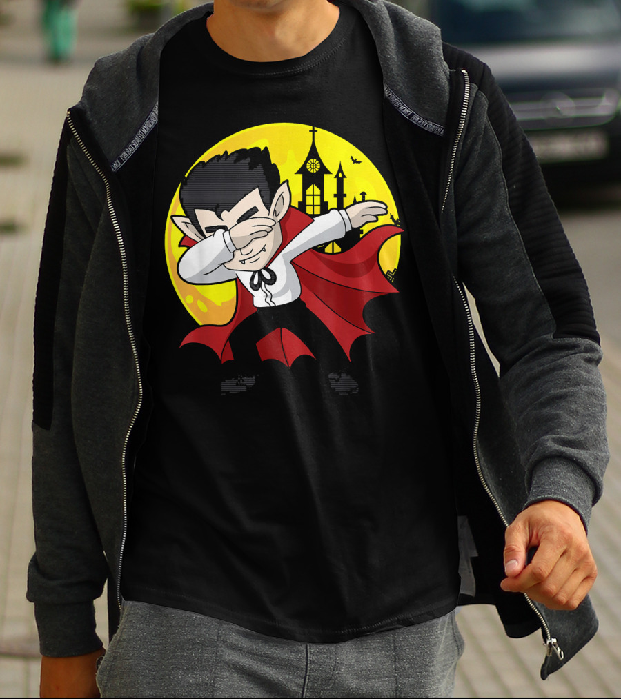 Vampire Dabbing Halloween Costume Dab Moon Castle T-Shirt