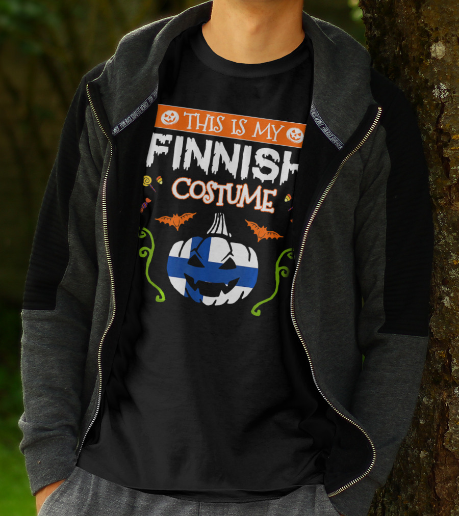 This Is My Finnish Costume Halloween Pumpkin With Finland Flag T-Shirt