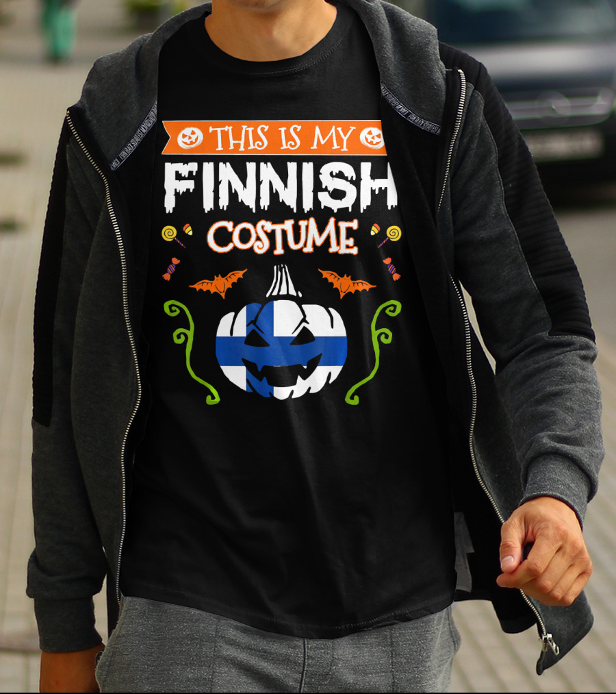 This Is My Finnish Costume Halloween Pumpkin With Finland Flag T-Shirt