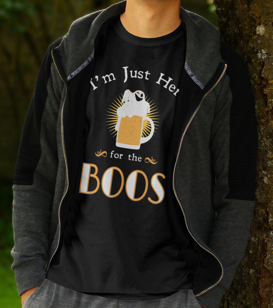 I'm Just Here For The Boos Beer Mug Ghost Halloween Fun T-Shirt