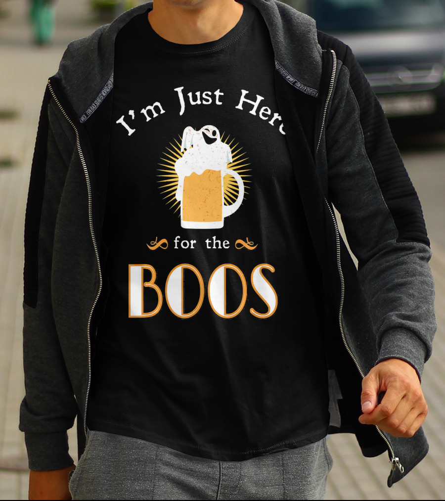 I'm Just Here For The Boos Beer Mug Ghost Halloween Fun T-Shirt