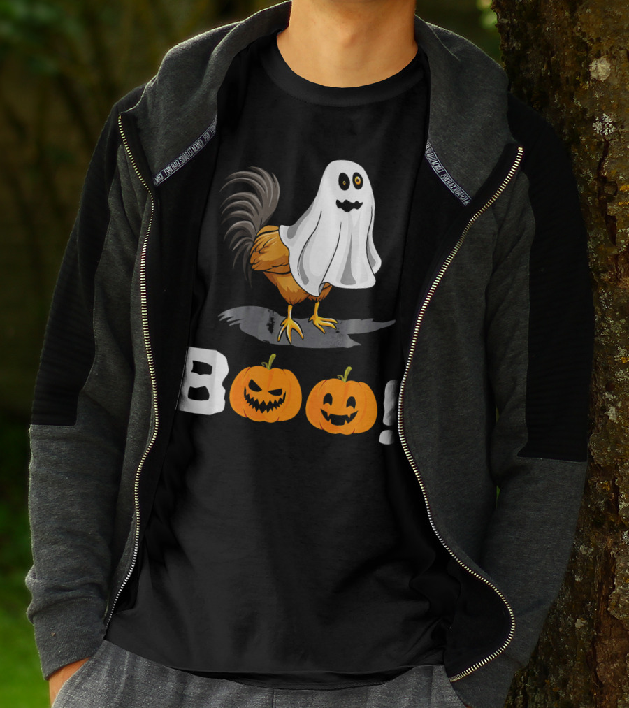 Boo Chicken Halloween Costume With Pumpkins T-Shirt