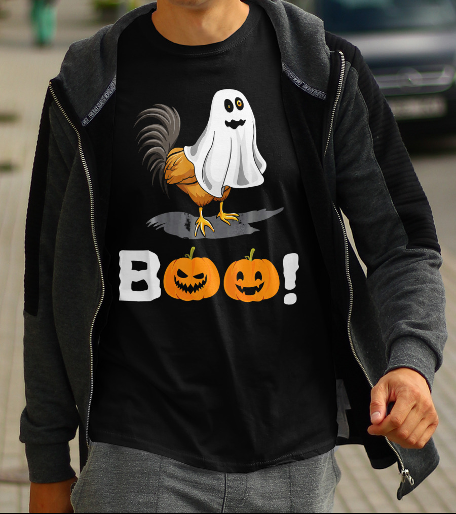 Boo Chicken Halloween Costume With Pumpkins T-Shirt