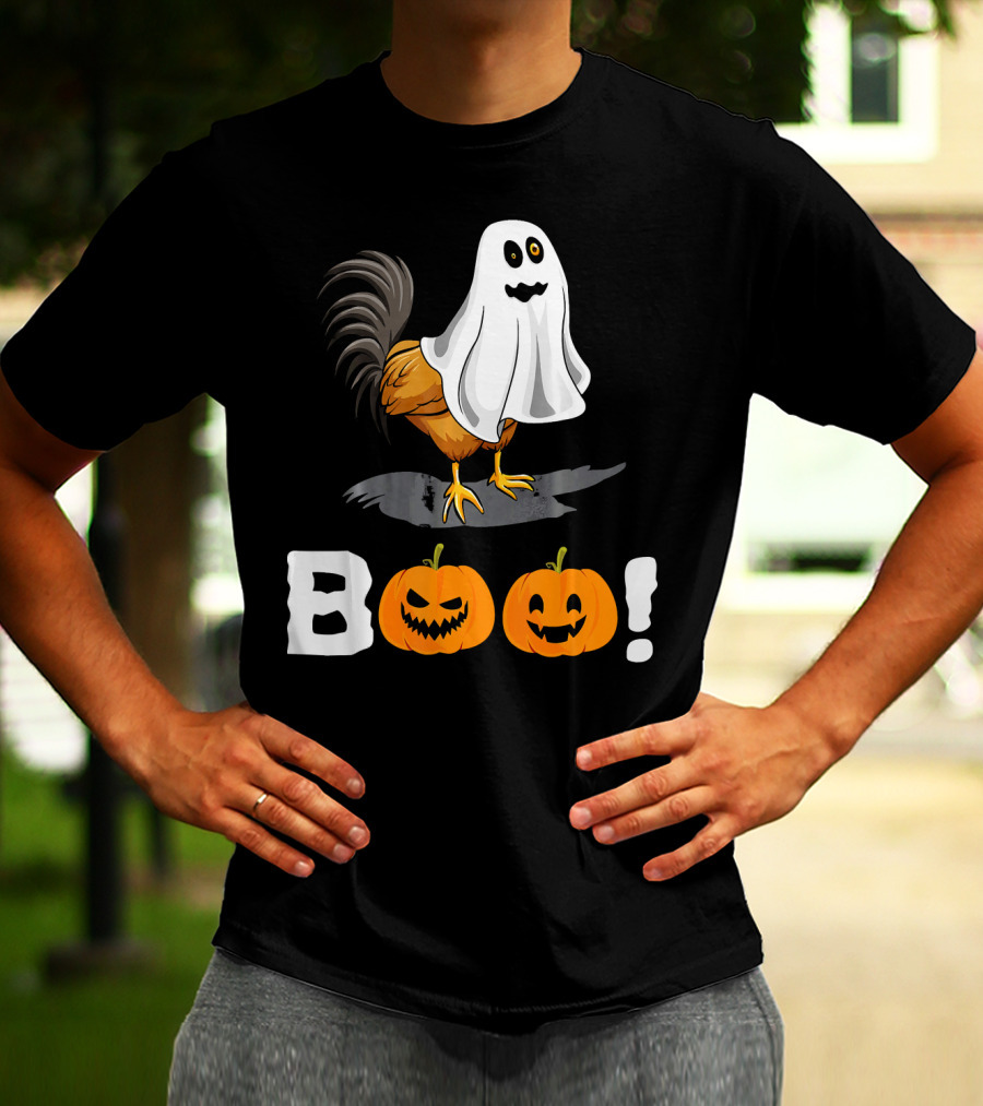 Boo Chicken Halloween Costume With Pumpkins T-Shirt