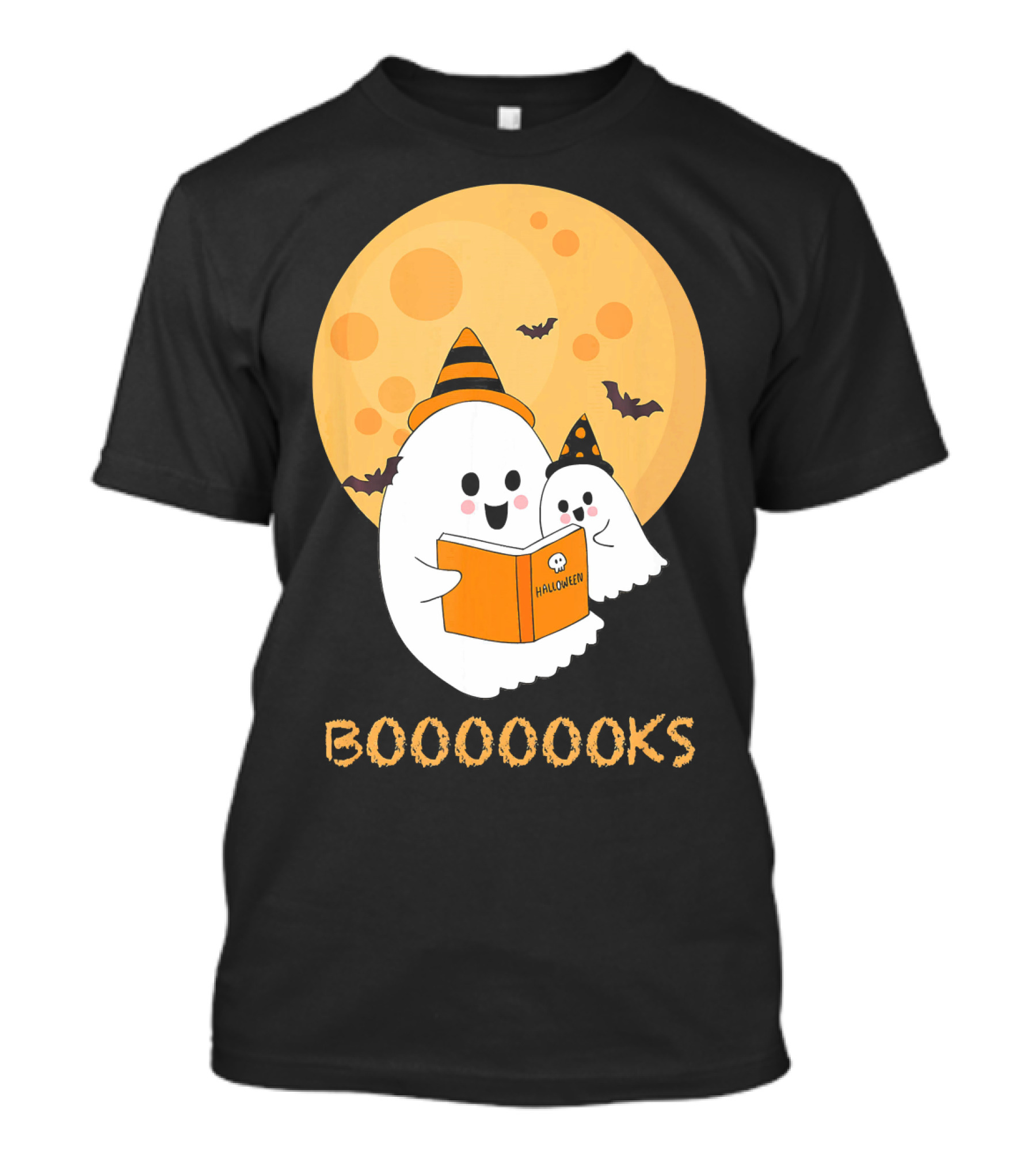 Halloween Ghosts Reading Boooooks Under Full Moon T-Shirt