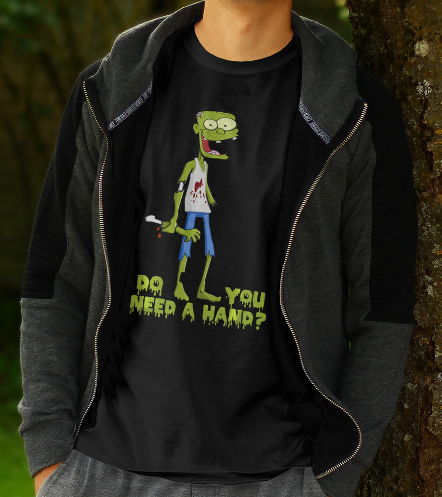Do You Need A Hand Funny Zombie Cartoon With Detached Limb And Dripping Blood T-Shirt