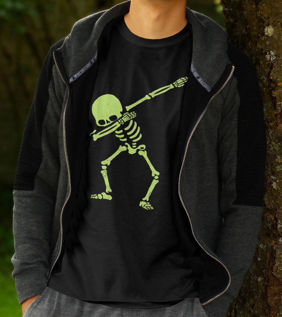 Dabbing Skeleton Glow In The Dark Hip Hop Skull T-Shirt