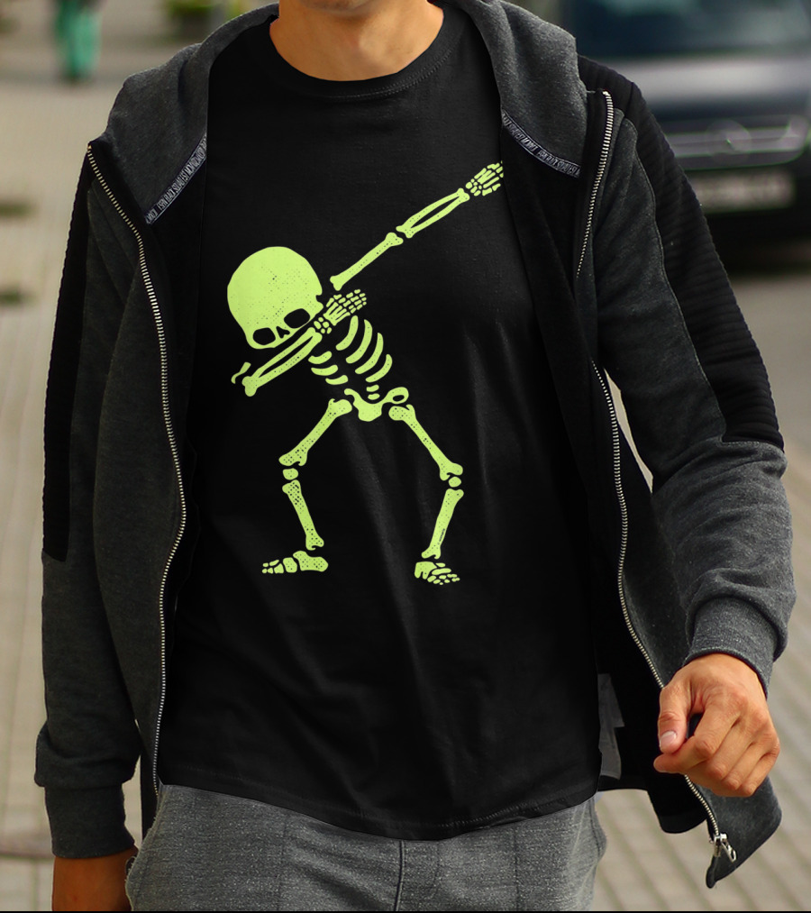 Dabbing Skeleton Glow In The Dark Hip Hop Skull T-Shirt