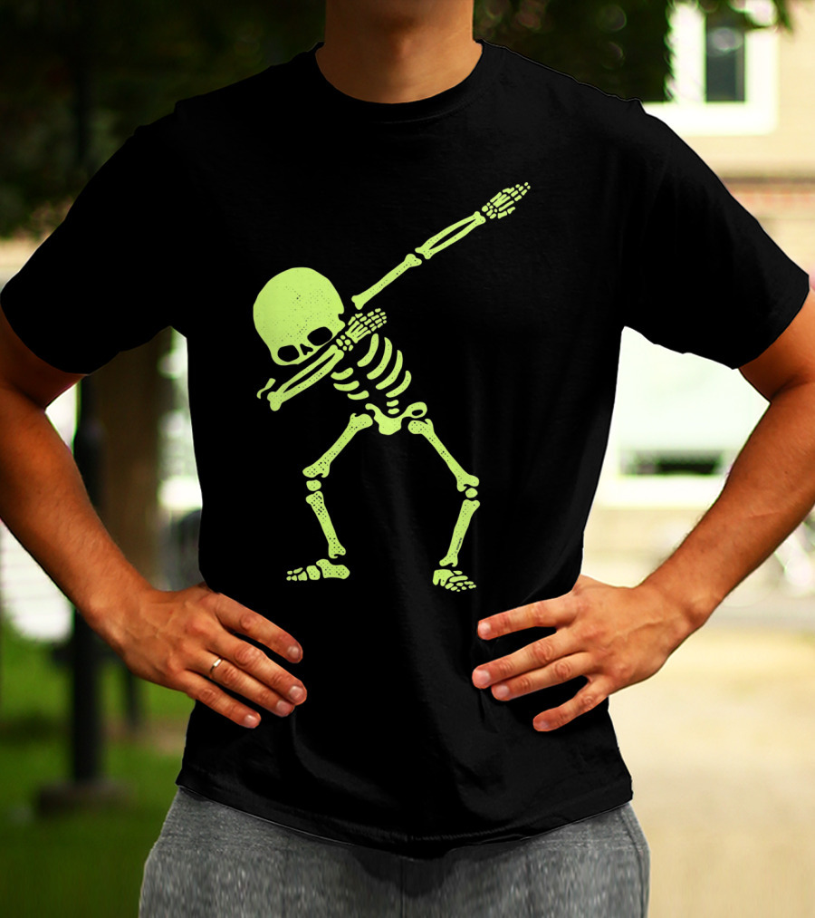 Dabbing Skeleton Glow In The Dark Hip Hop Skull T-Shirt