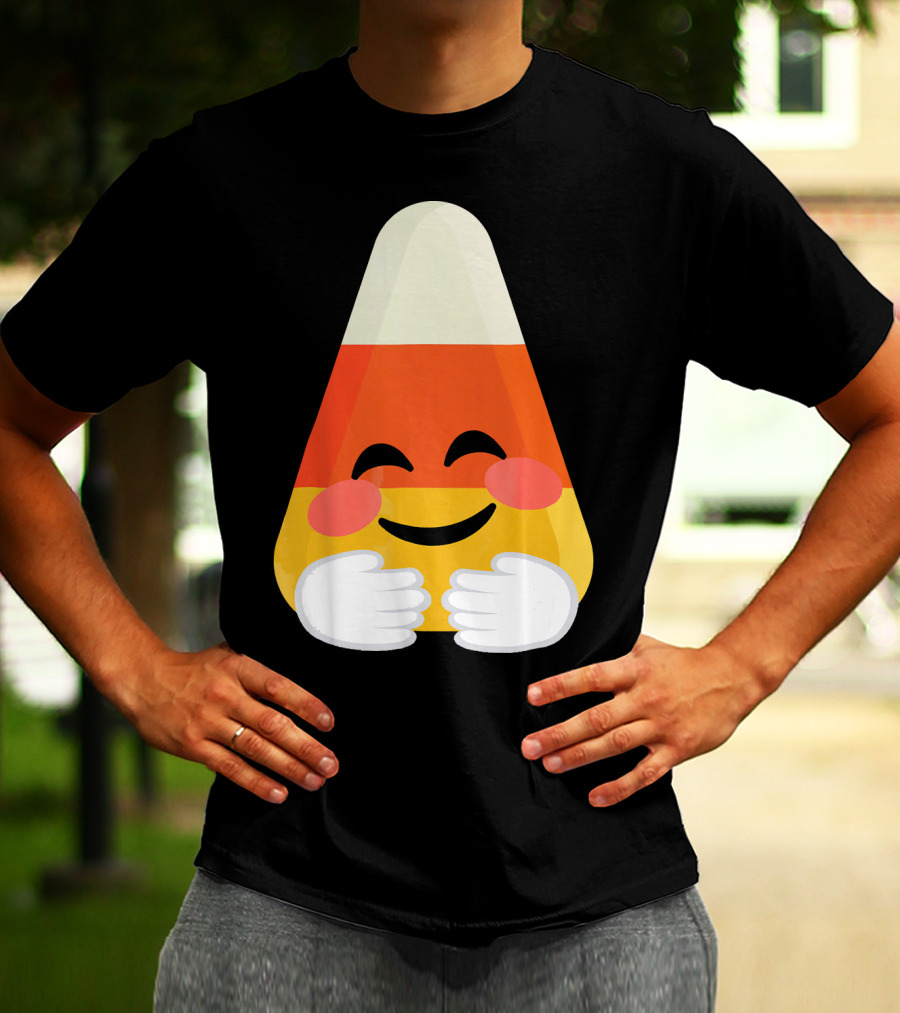 Candy Corn Emoji Hugs Embrace T-Shirt