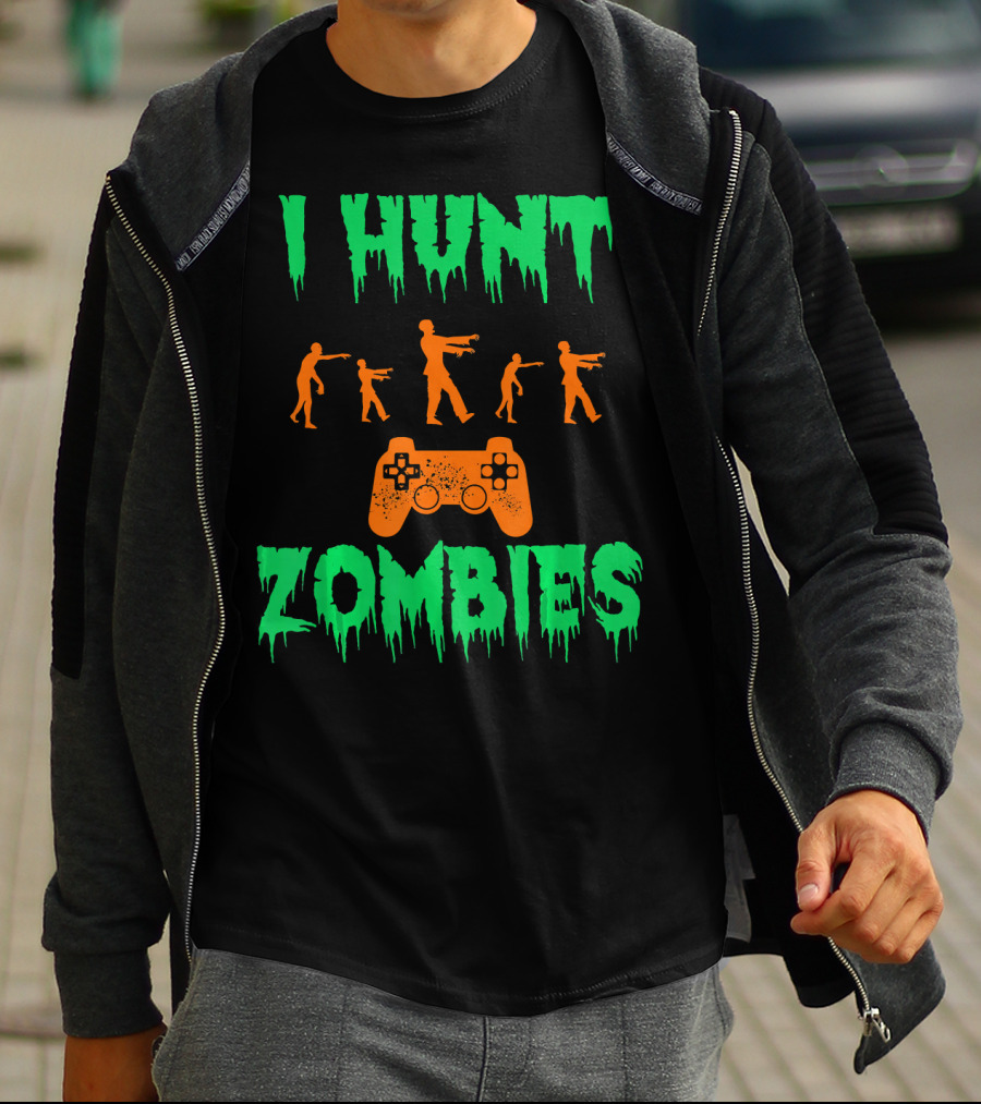I Hunt Zombies Funny Halloween Video Gamer Costume T-Shirt