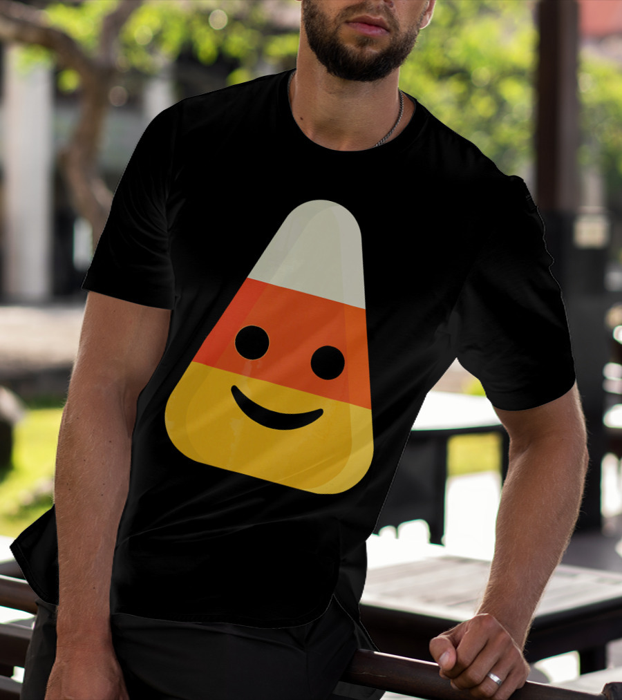 Candy Corn Smiling Emoji Face T-Shirt