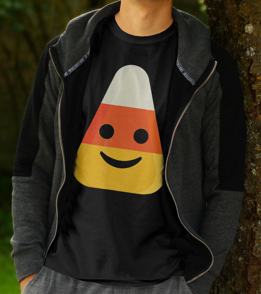 Candy Corn Smiling Emoji Face T-Shirt