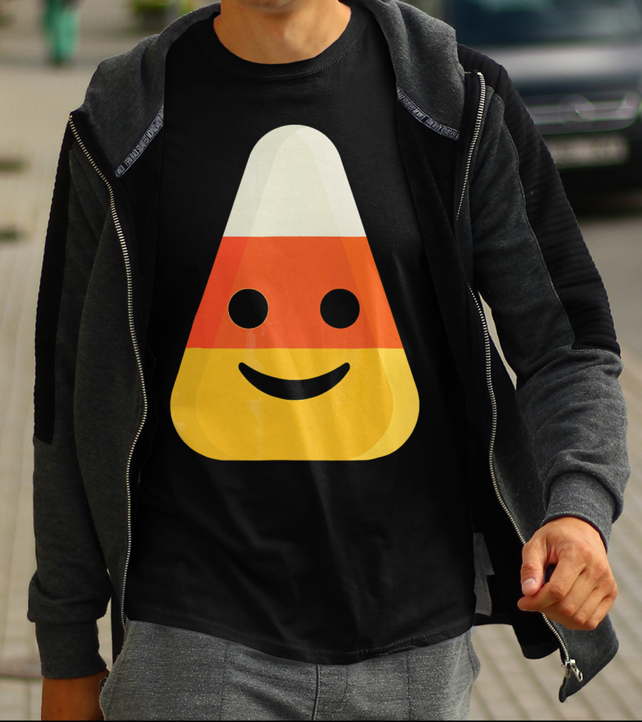 Candy Corn Smiling Emoji Face T-Shirt