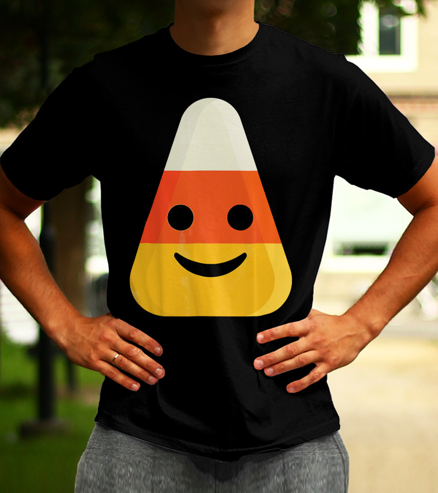 Candy Corn Smiling Emoji Face T-Shirt
