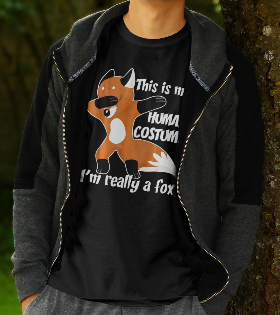 This Is My Human Costume I'm Really A Fox Dab Dance Fox Costume T-Shirt