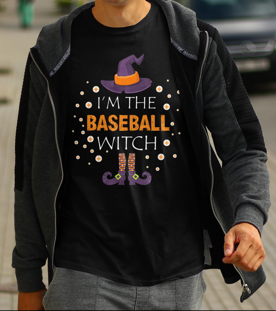 I'M THE BASEBALL WITCH Halloween Hat Boots T-Shirt