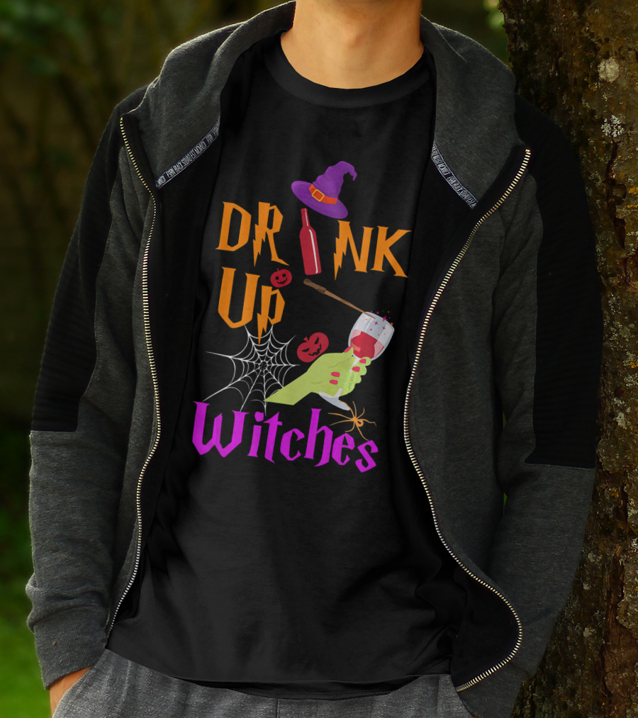 Drink Up Witches Halloween Costume Wine Dark Vibe T-Shirt