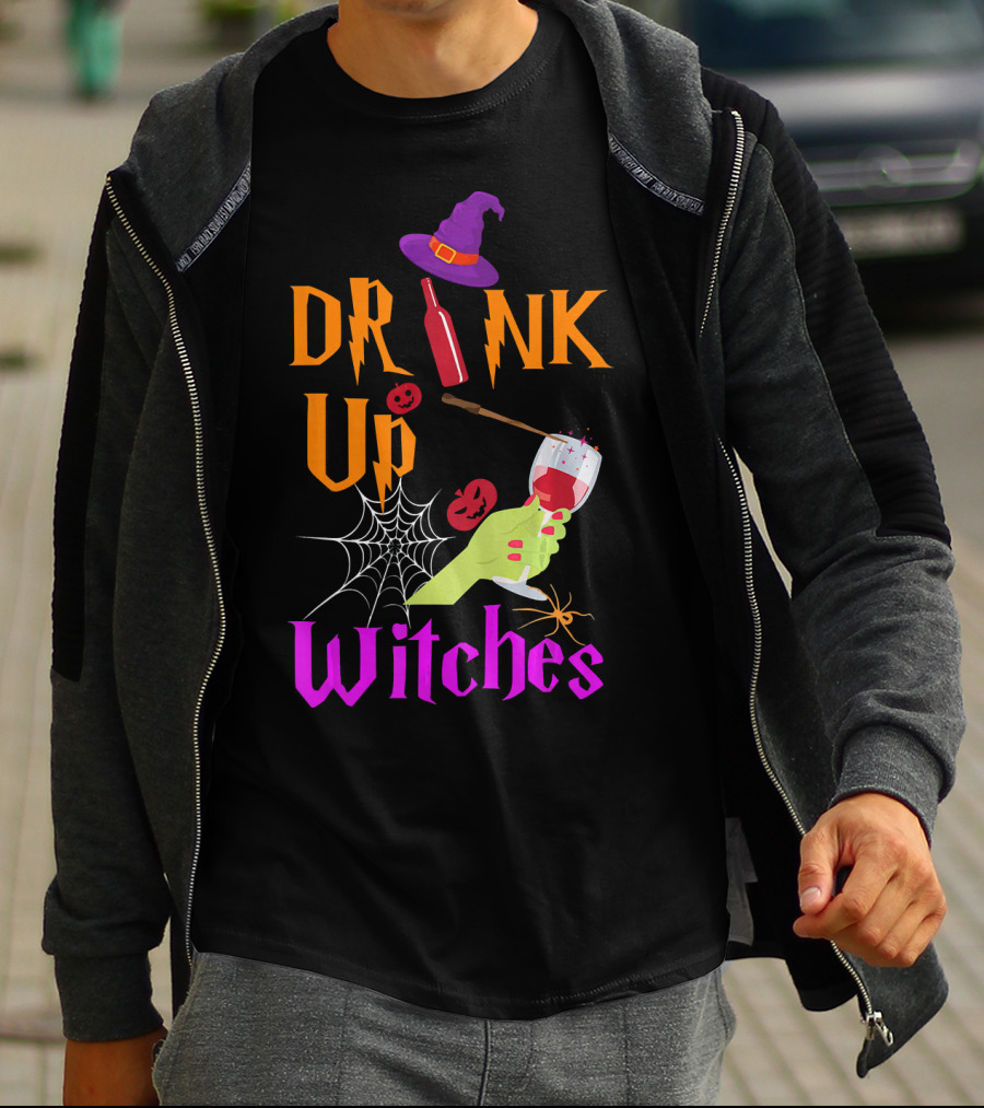 Drink Up Witches Halloween Costume Wine Dark Vibe T-Shirt