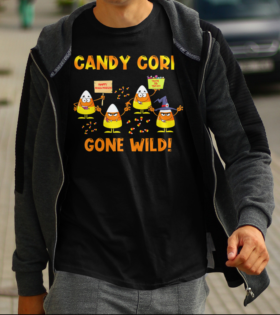 Candy Corn Gone Wild Happy Halloween Trick Or Treat T-Shirt