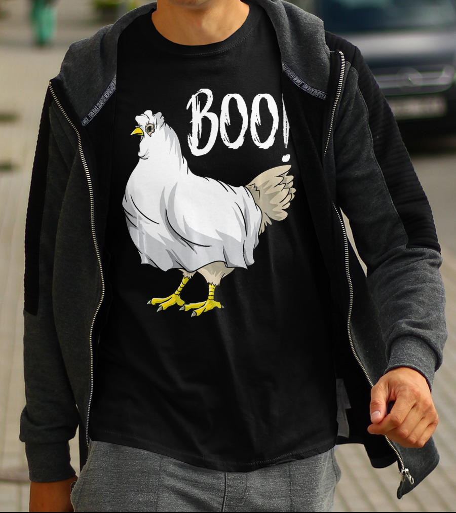 Chicken Ghost Boo Funny Farmer Halloween Chicken T-Shirt