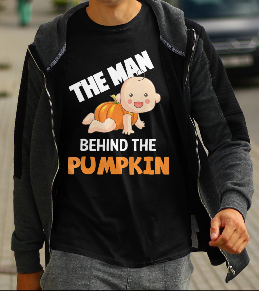 The Man Behind The Pumpkin Halloween Baby Costume Humor T-Shirt