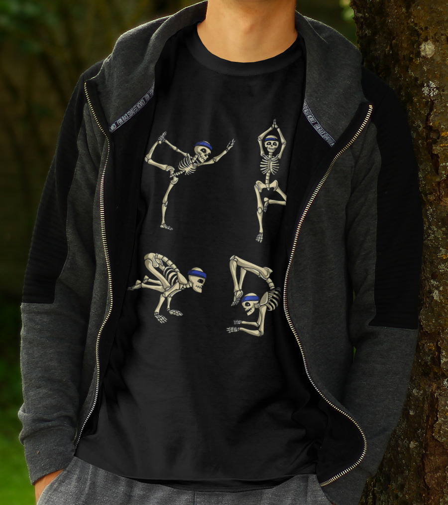 Skeleton Yoga Poses For Halloween Celebrations T-Shirt