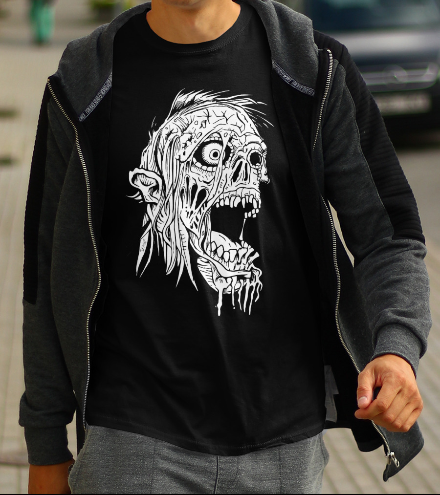 Zombie Halloween Horror Costume Top Creepy Skull T-Shirt