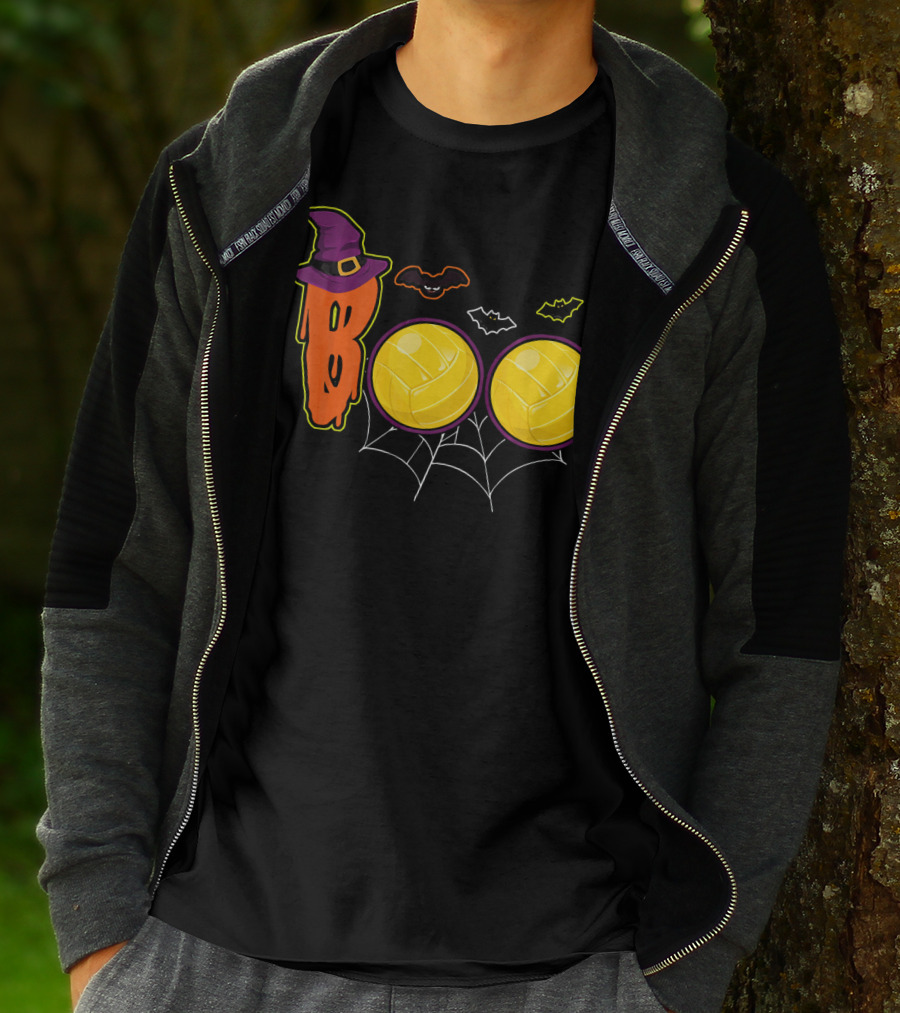 Boo Ghost Volleyball Witch Hat Spiderweb Halloween T-Shirt