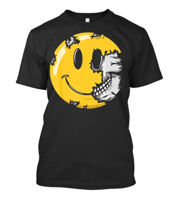 Halloween Scary Smiley Face Skull T-Shirt