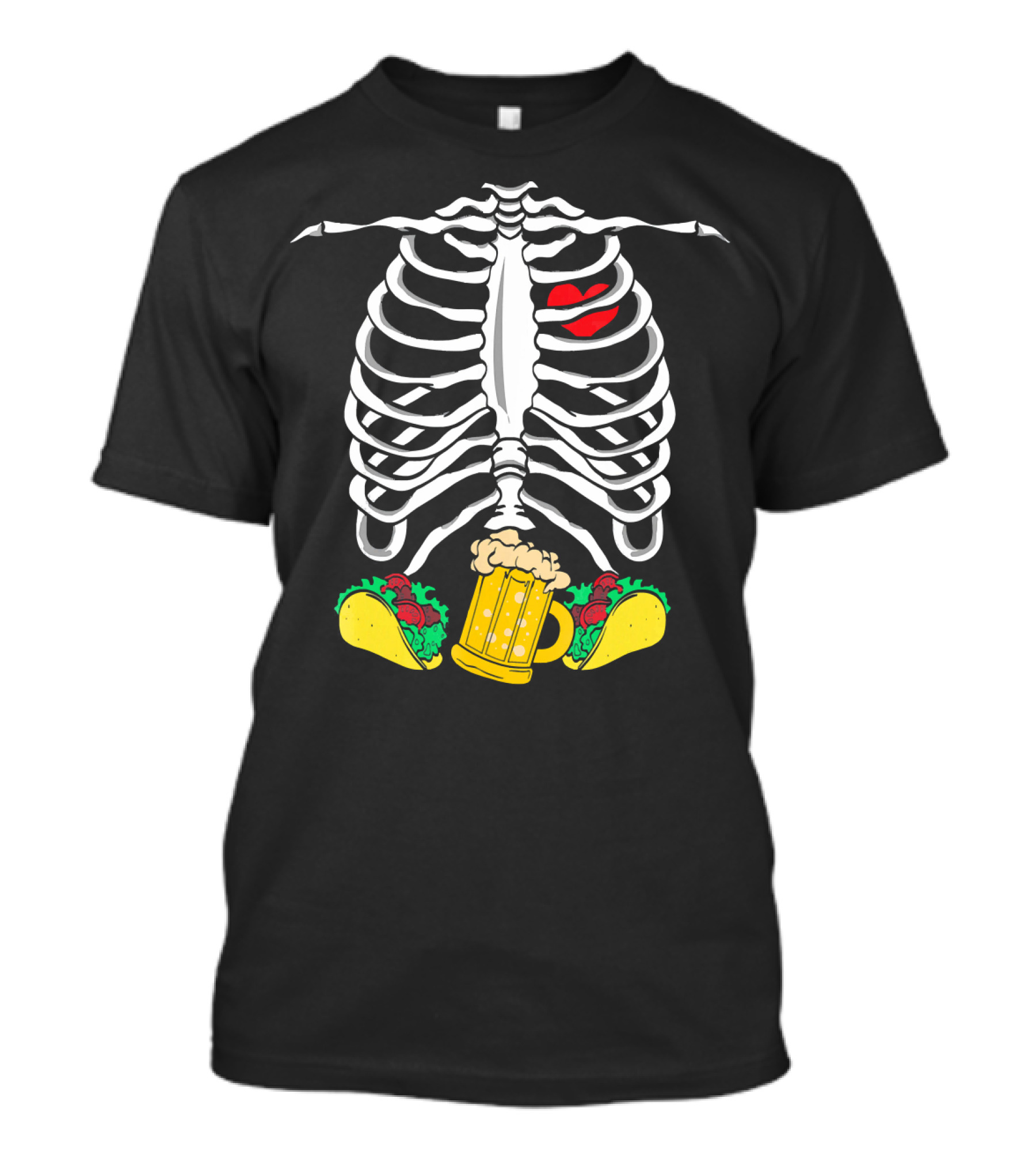 Halloween Skeleton Ribcage With Tacos And Beer Iconic T-Shirt