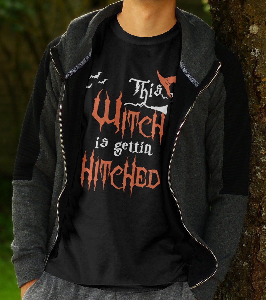 This Witch Is Gettin Hitched With Bats And Pointy Hat T-Shirt