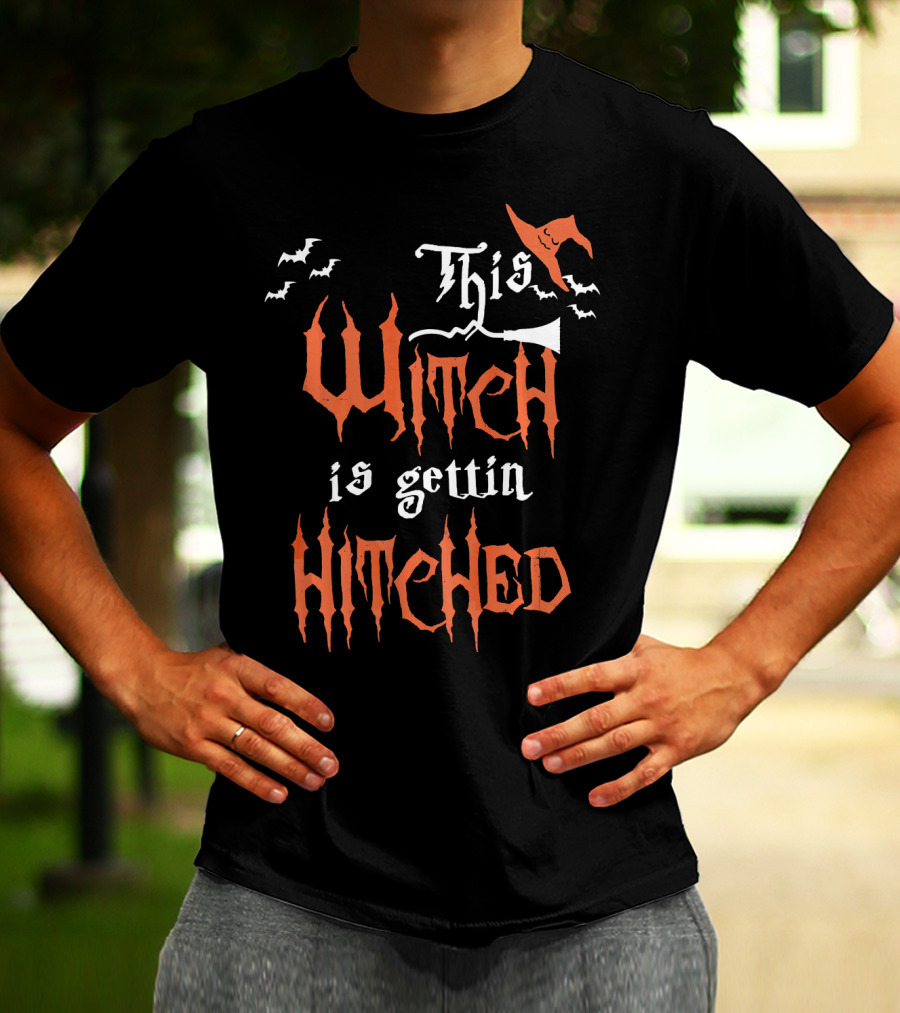 This Witch Is Gettin Hitched With Bats And Pointy Hat T-Shirt