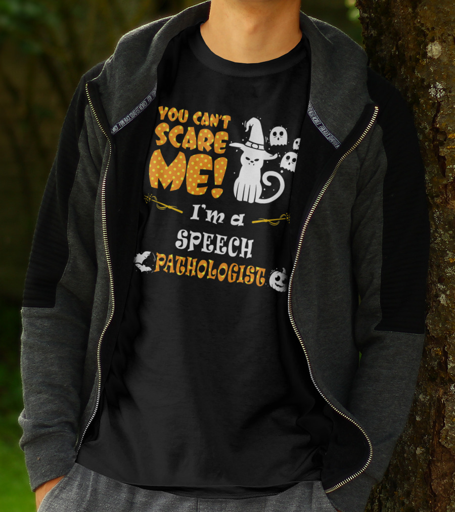 You Can't Scare Me I'm A Speech Pathologist Halloween Cat Ghosts T-Shirt