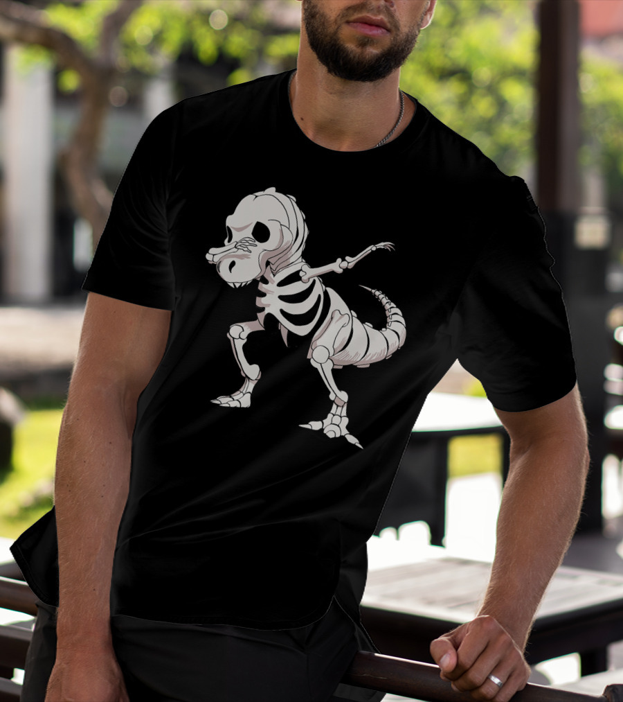 Funny Dabbing Dinosaur Skeleton T-Shirt