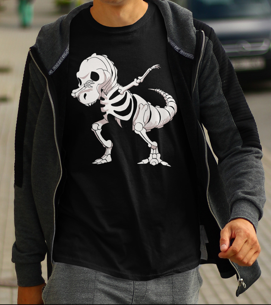 Funny Dabbing Dinosaur Skeleton T-Shirt