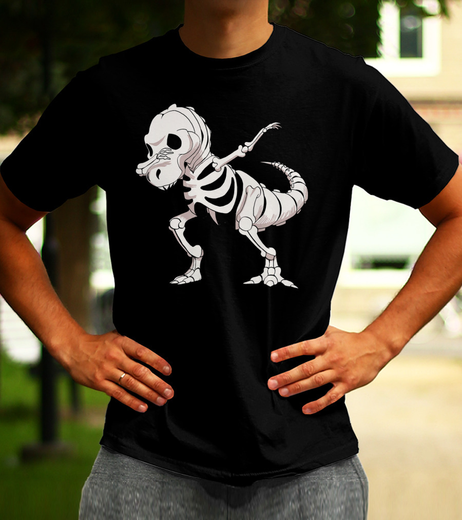 Funny Dabbing Dinosaur Skeleton T-Shirt