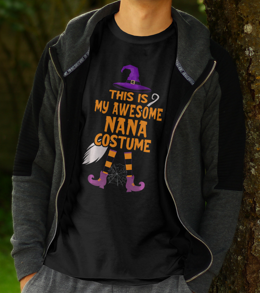 This Is My Awesome Nana Costume Witch Hat Broom Spider Web T-Shirt