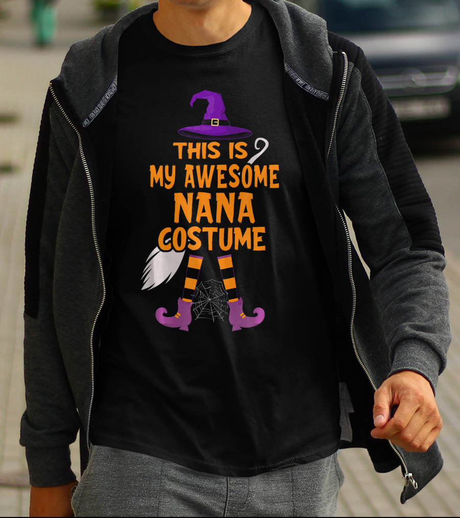 This Is My Awesome Nana Costume Witch Hat Broom Spider Web T-Shirt