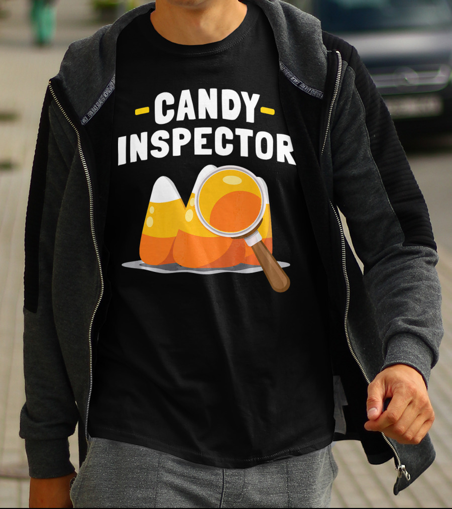 Candy Inspector Halloween Trick Or Treating Candy Corn T-Shirt